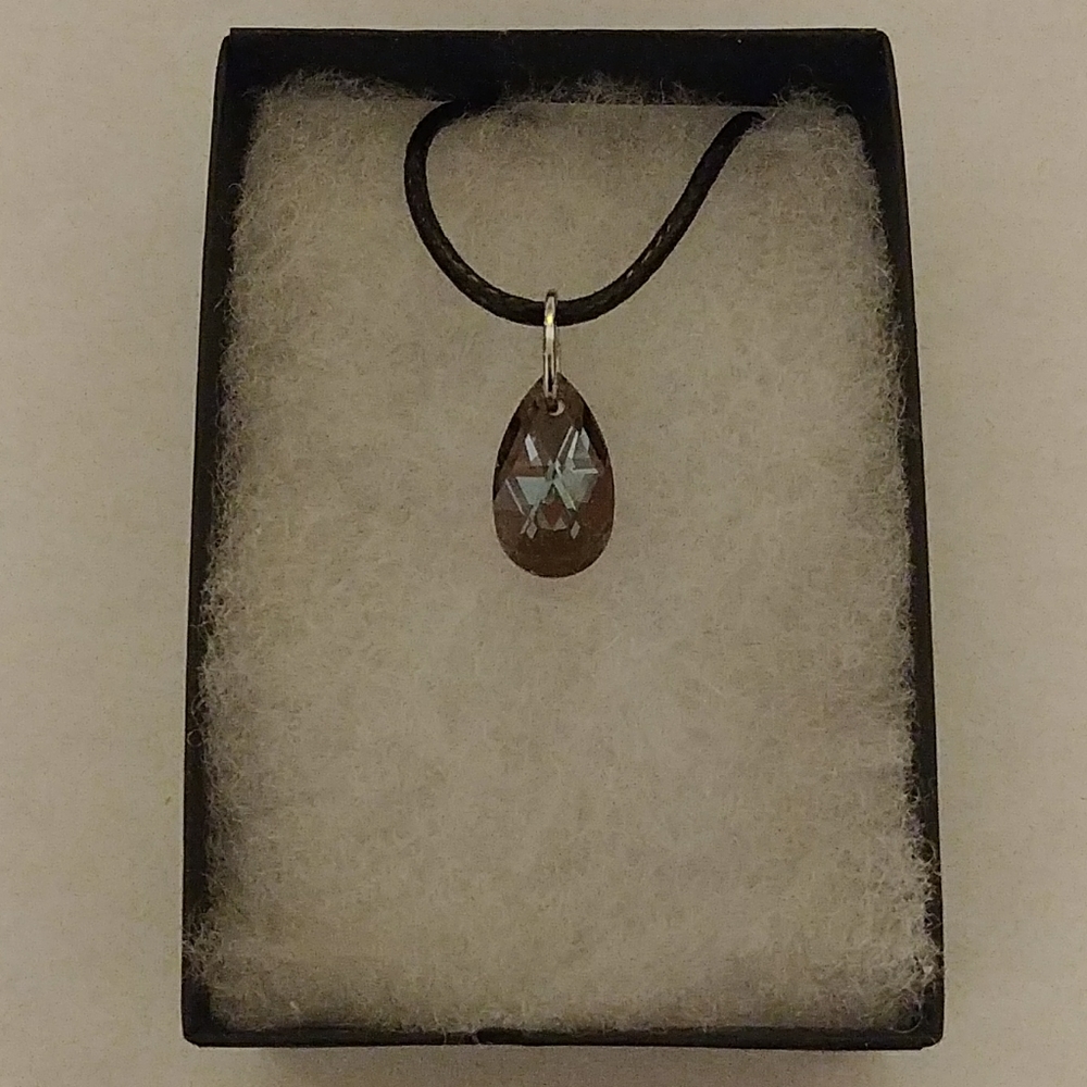 Latte Brown Crystal Teardrop Necklace - Picture 3 of 8